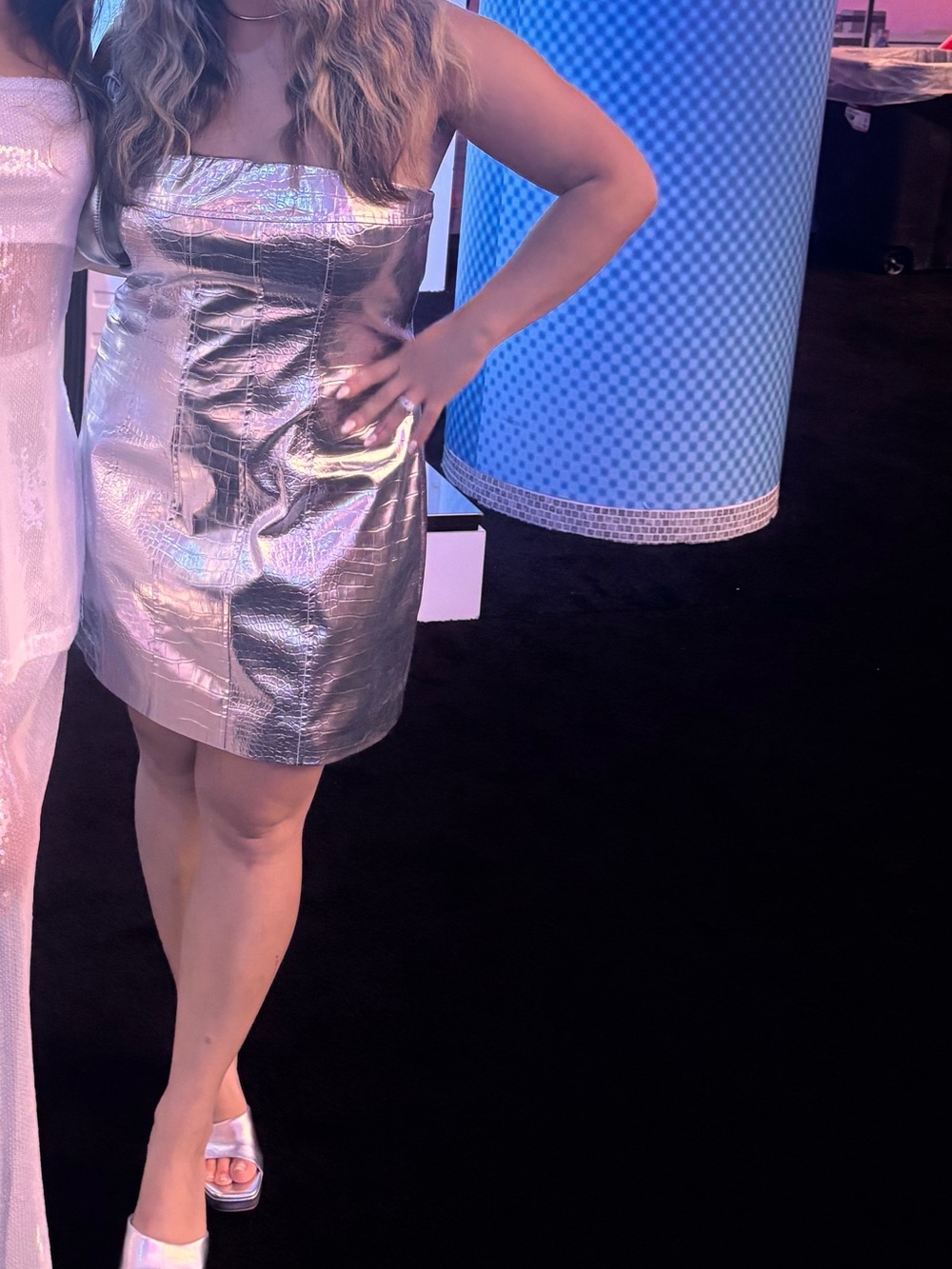 Silver Metallic Strapless Mini Dress